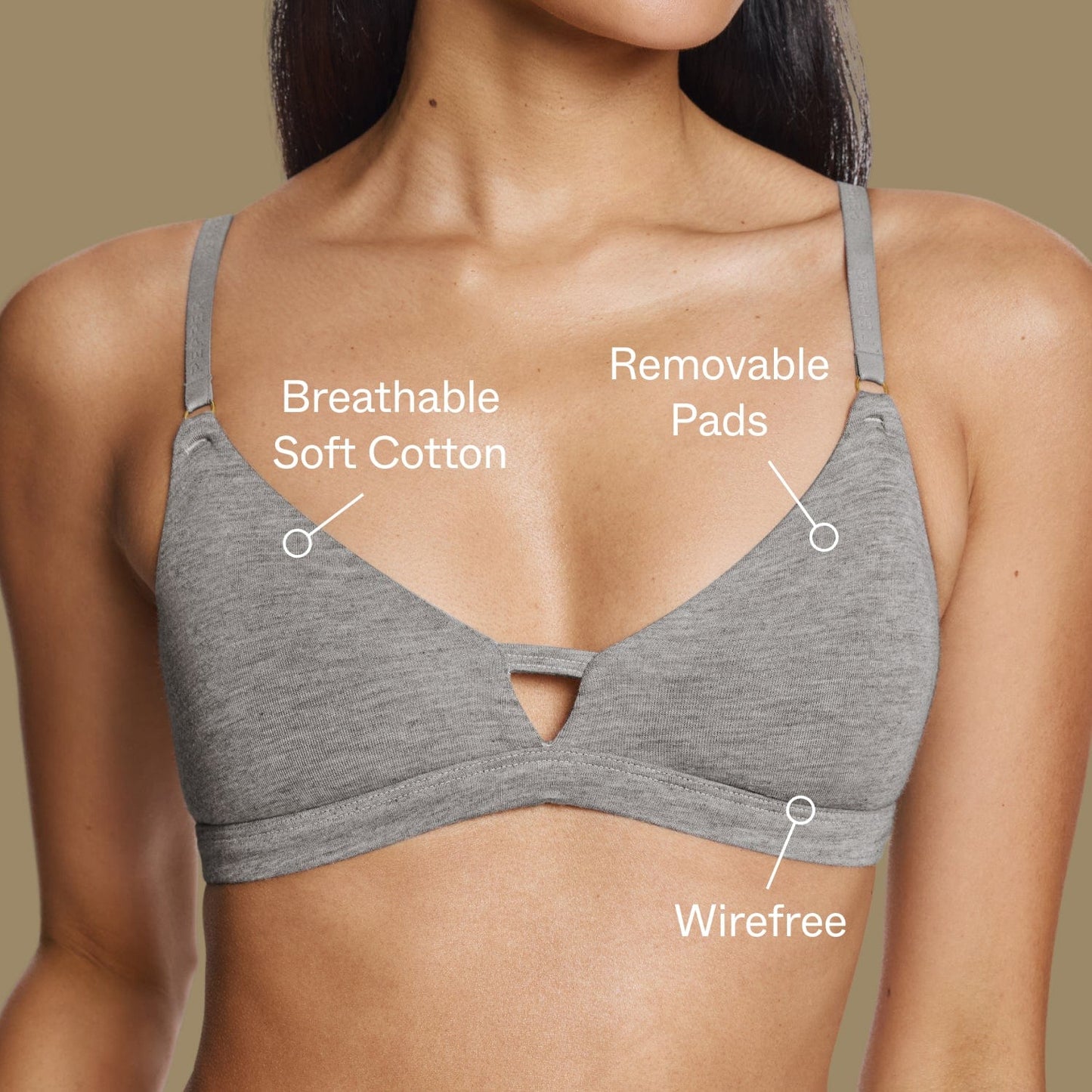Supima® Cotton Wirefree Bra Heather Grey